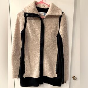 Anthropologie Sparrow Ivory Boucle Knit Zip Cardigan Sweater S